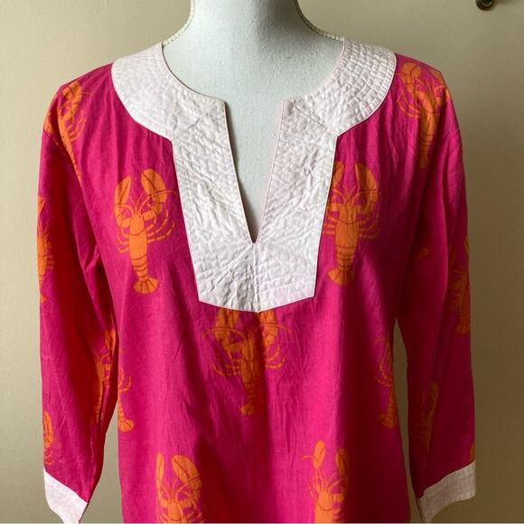 Beach Cover Top it Off Pink Orange Lobsters Medium Large - Picture 3 of 12